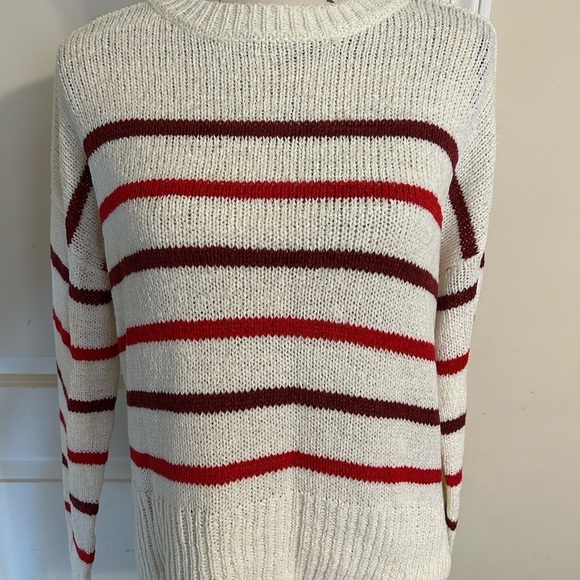 Striped Knit Sweater - Red and White - Picture 1 of 5